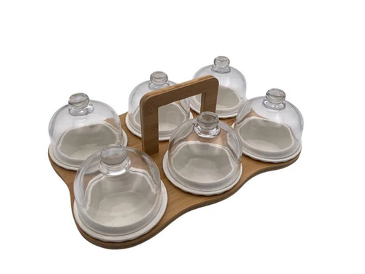 Divided Nuts Dish with Glass Covers 6 compartments