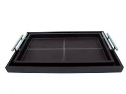 Leather Serving Tray Set