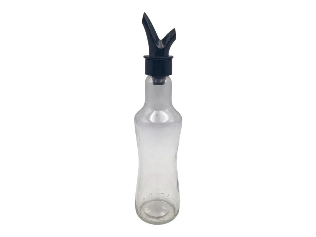 Slim glass oil bottle with label 250 ml