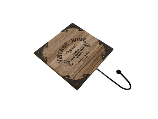 Wooden "Vintage Home" Wall Hanger with one hook