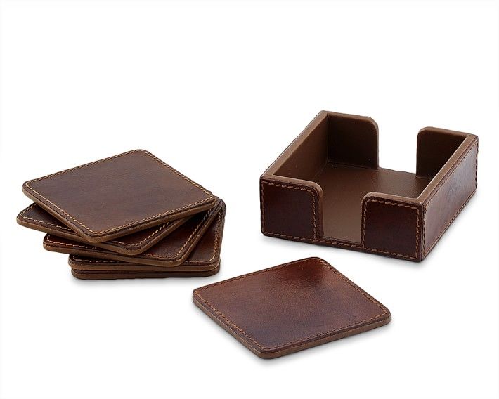 Square Leather Coasters Set
