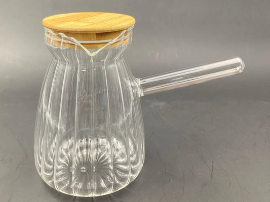 Borosilicate Glass Coffee Pot wooden cover 900 ml .
