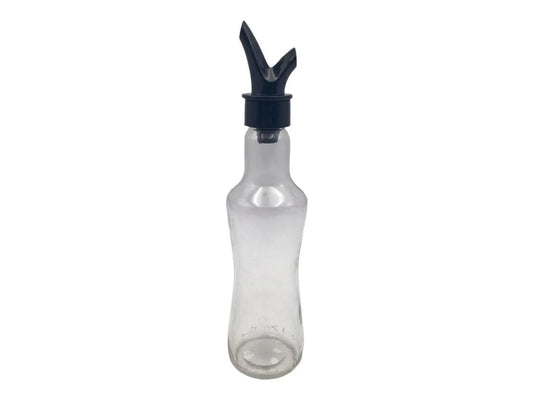 Slim glass oil bottle with label 250 ml