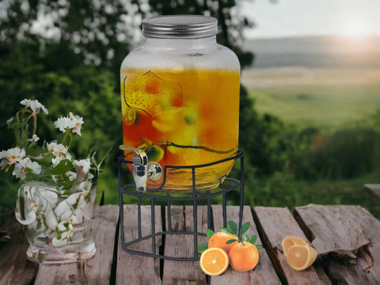 Glass Dispenser 4 L with Metallic Stand